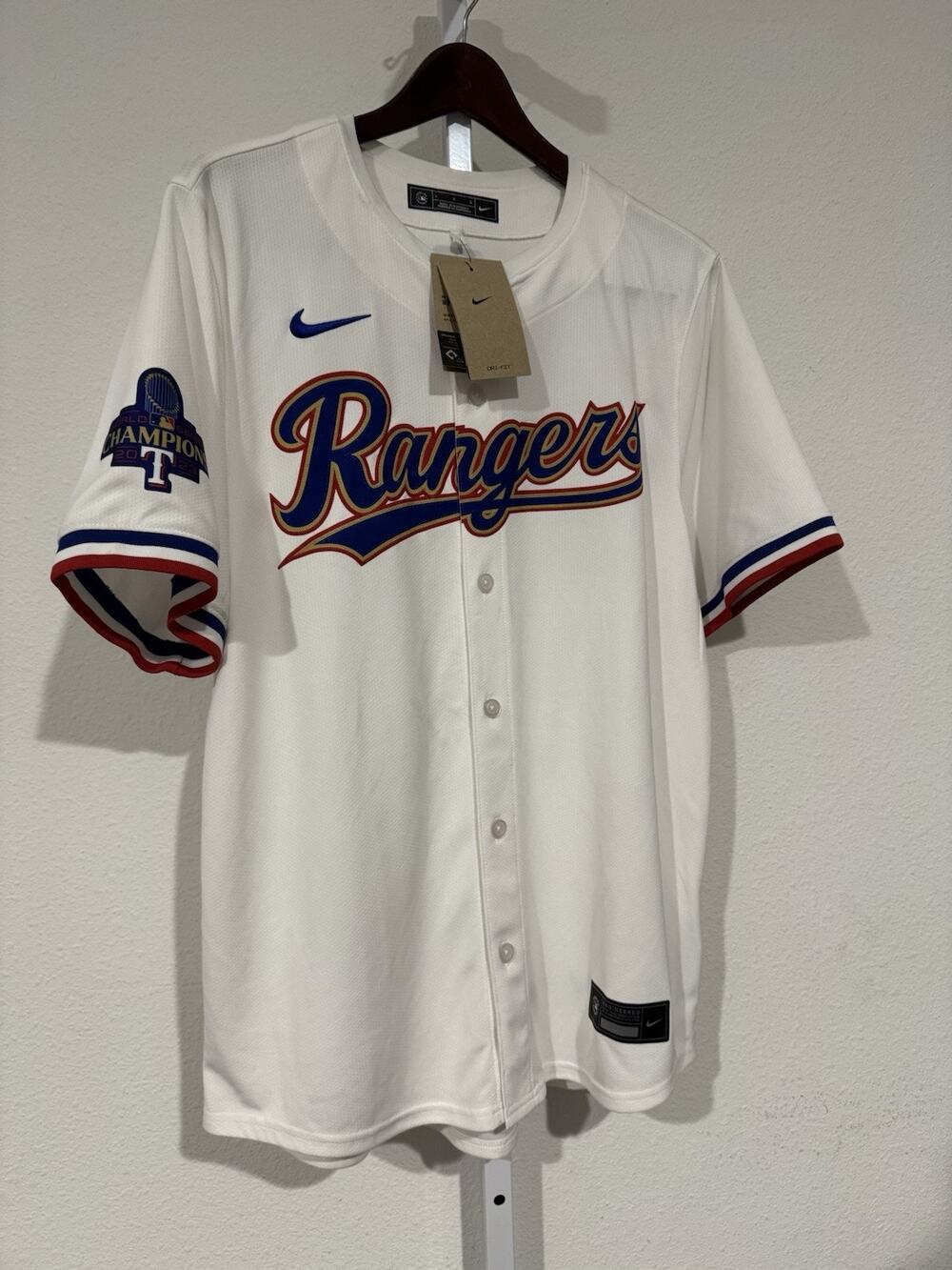 Nike Texas Rangers 2023 World Series Champions Gold Jersey Garcia #53 Men’s L